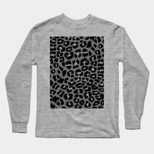 Leopard Spots Print Pattern in Black and Grey Long Sleeve T-Shirt